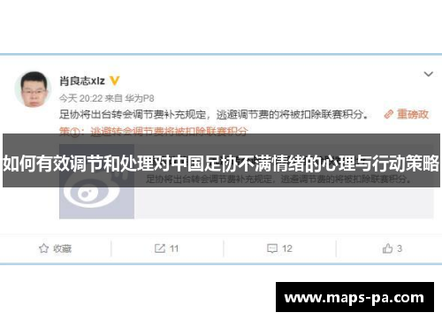 如何有效调节和处理对中国足协不满情绪的心理与行动策略